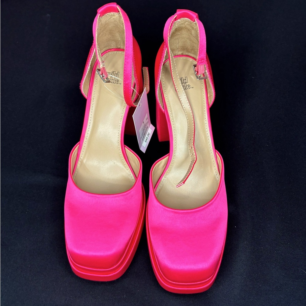 Women's Martine Block Heels - PINK SATIN - Picture 2 of 9